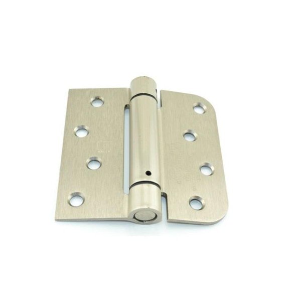 Patioplus 4 x 4 in. Square by 0.625 in. Radius Corner Steel Full Mortise Residential Spring Hinge; No. 118758 Satin Nickel PA1633628